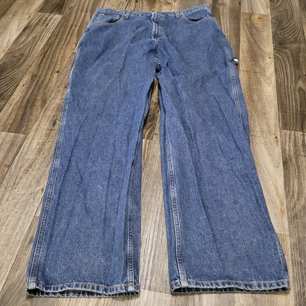 VTG Tommy Hilfiger Carpenter Jeans Mens 38x32 Baggy Y2K Hip Hop‎ Wide-Leg Grunge